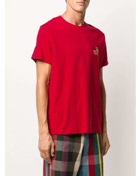 T-shirt à col rond brodé rouge Loewe