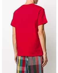 T-shirt à col rond brodé rouge Loewe