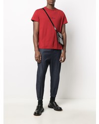 T-shirt à col rond brodé rouge Maison Margiela