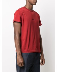 T-shirt à col rond brodé rouge Maison Margiela