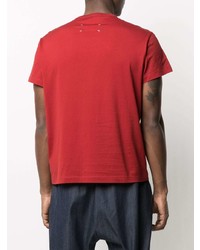 T-shirt à col rond brodé rouge Maison Margiela