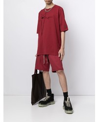 T-shirt à col rond brodé rouge Rick Owens X Champion