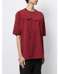 T-shirt à col rond brodé rouge Rick Owens X Champion