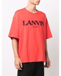 T-shirt à col rond brodé rouge Lanvin