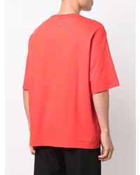 T-shirt à col rond brodé rouge Lanvin