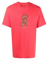 T-shirt à col rond brodé rouge Maharishi