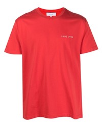 T-shirt à col rond brodé rouge Maison Labiche