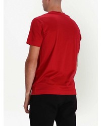 T-shirt à col rond brodé rouge Emporio Armani