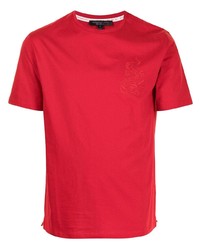 T-shirt à col rond brodé rouge Shanghai Tang