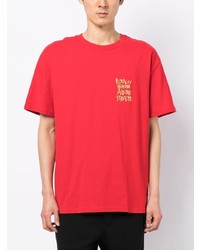 T-shirt à col rond brodé rouge Ksubi