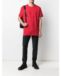 T-shirt à col rond brodé rouge Philipp Plein