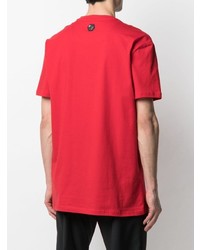 T-shirt à col rond brodé rouge Philipp Plein