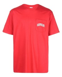 T-shirt à col rond brodé rouge Supreme