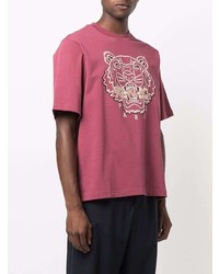 T-shirt à col rond brodé rouge Kenzo