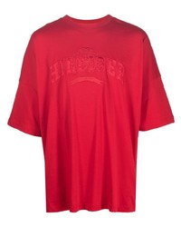T-shirt à col rond brodé rouge Tommy Hilfiger
