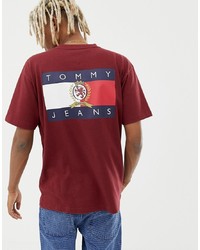 T-shirt à col rond brodé rouge Tommy Jeans