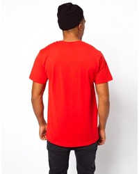 T-shirt à col rond brodé rouge