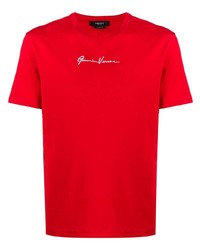 T-shirt à col rond brodé rouge Versace