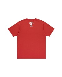 T-shirt à col rond brodé rouge A Bathing Ape