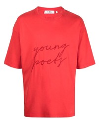 T-shirt à col rond brodé rouge YOUNG POETS