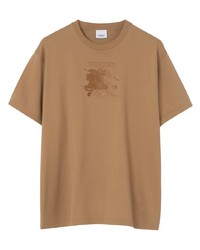 T-shirt à col rond brodé tabac Burberry