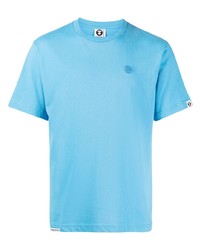 T-shirt à col rond brodé turquoise AAPE BY A BATHING APE