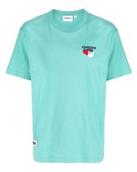 T-shirt à col rond brodé turquoise Chocoolate