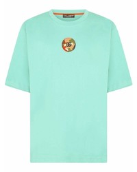 T-shirt à col rond brodé turquoise Dolce & Gabbana
