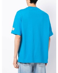 T-shirt à col rond brodé turquoise FIVE CM