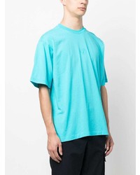 T-shirt à col rond brodé turquoise Stone Island