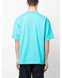 T-shirt à col rond brodé turquoise Stone Island