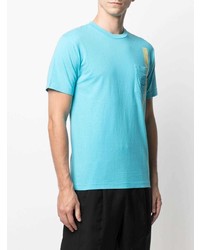 T-shirt à col rond brodé turquoise Stone Island