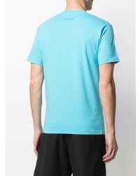 T-shirt à col rond brodé turquoise Stone Island