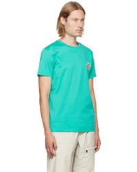 T-shirt à col rond brodé turquoise Moncler