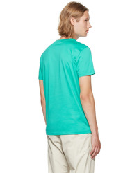 T-shirt à col rond brodé turquoise Moncler