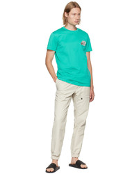 T-shirt à col rond brodé turquoise Moncler