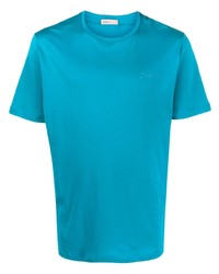 T-shirt à col rond brodé turquoise Herno