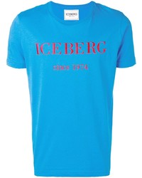 T-shirt à col rond brodé turquoise Iceberg