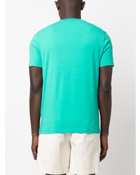 T-shirt à col rond brodé turquoise Karl Lagerfeld
