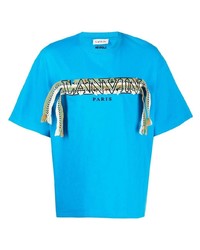 T-shirt à col rond brodé turquoise Lanvin