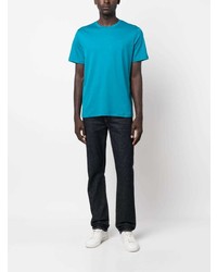 T-shirt à col rond brodé turquoise Herno
