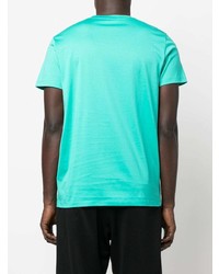 T-shirt à col rond brodé turquoise Moncler