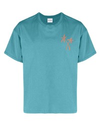 T-shirt à col rond brodé turquoise Sundek