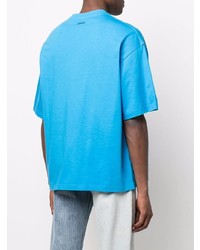 T-shirt à col rond brodé turquoise Lanvin