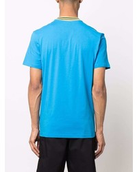 T-shirt à col rond brodé turquoise Moschino