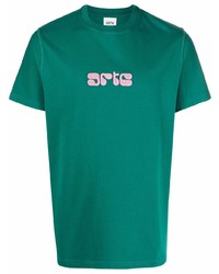 T-shirt à col rond brodé vert foncé ARTE