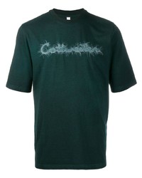 T-shirt à col rond brodé vert foncé Cottweiler