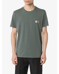 T-shirt à col rond brodé vert foncé MAISON KITSUNÉ