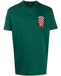 T-shirt à col rond brodé vert foncé DSQUARED2