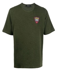 T-shirt à col rond brodé vert foncé DSQUARED2